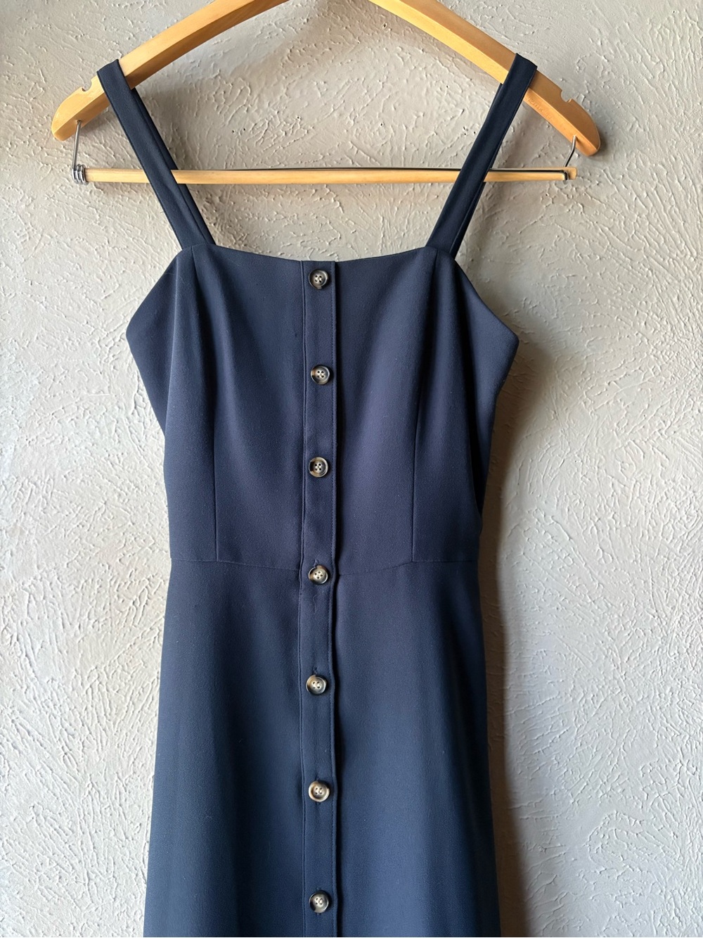 Ganni Navy Button-Front Midi Dress
